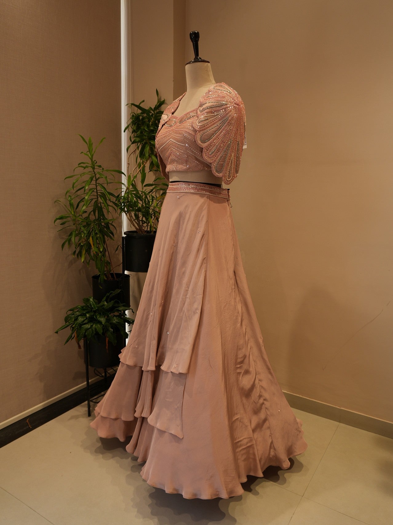 Mauve cape top with skirt