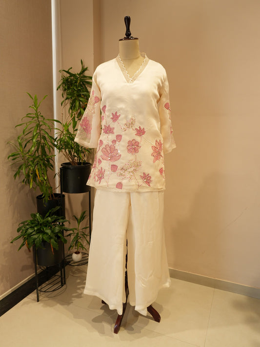 white ebroidered co-ord set