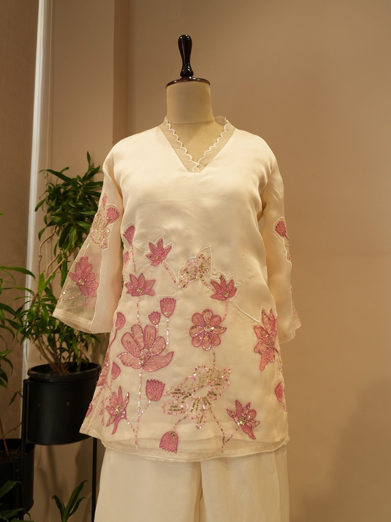 white ebroidered co-ord set