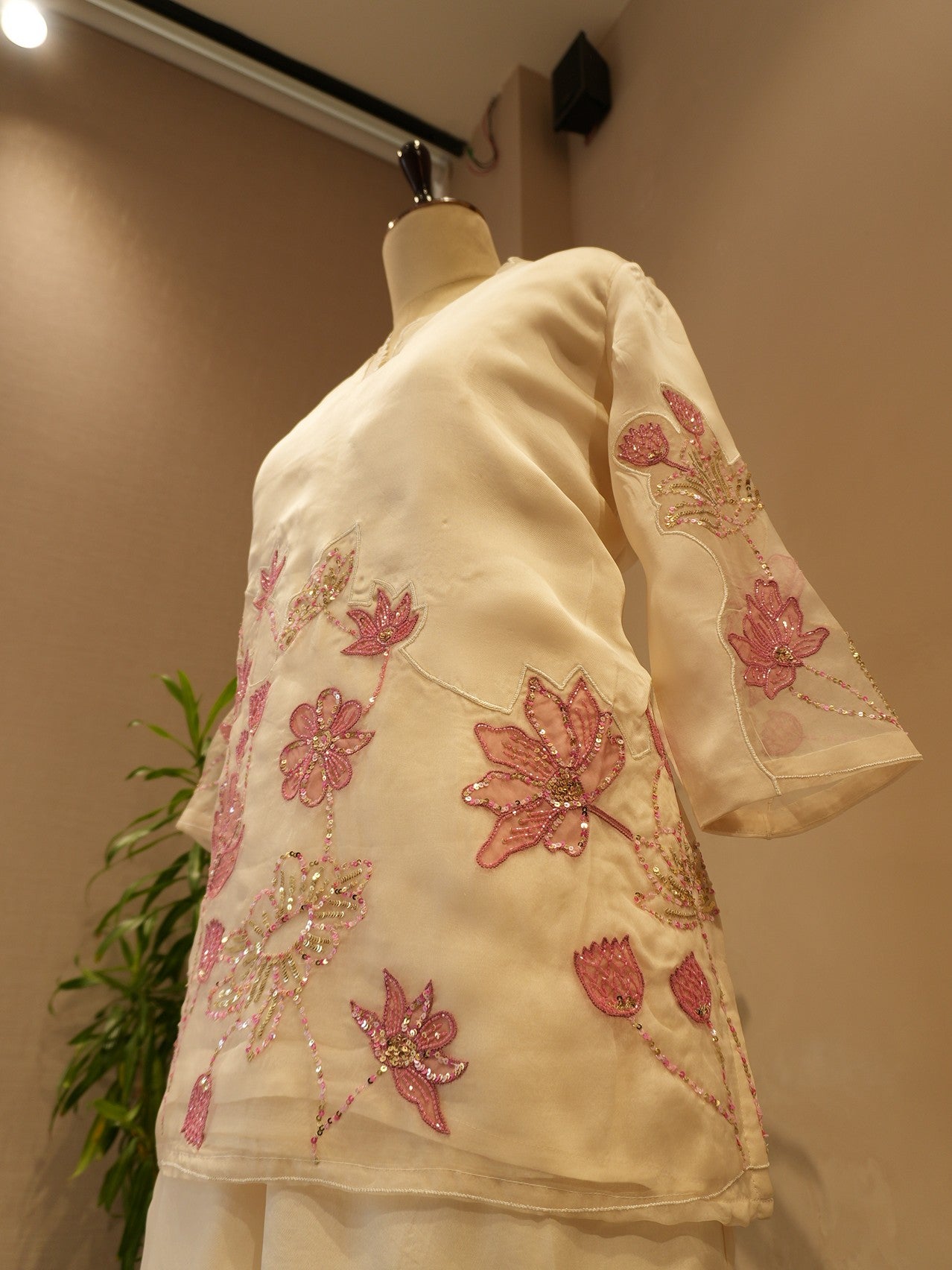 white ebroidered co-ord set