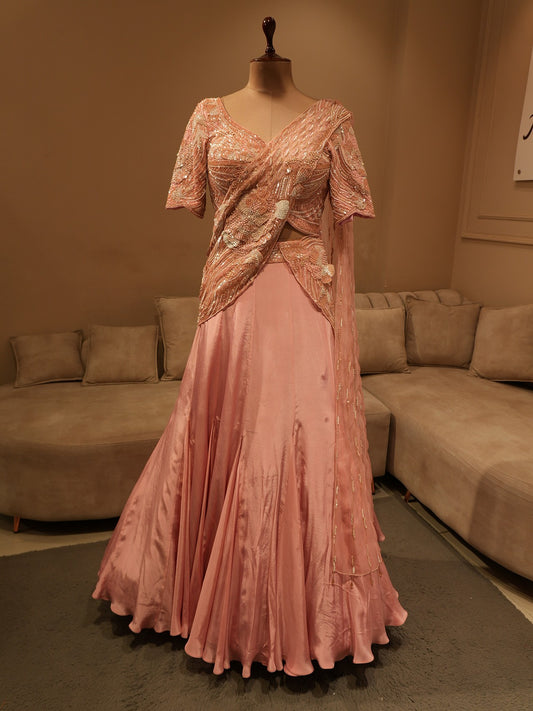 Dusty pink lehenga set