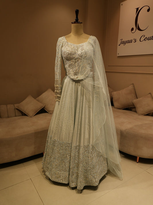 Steel grey embroidered lehenga set