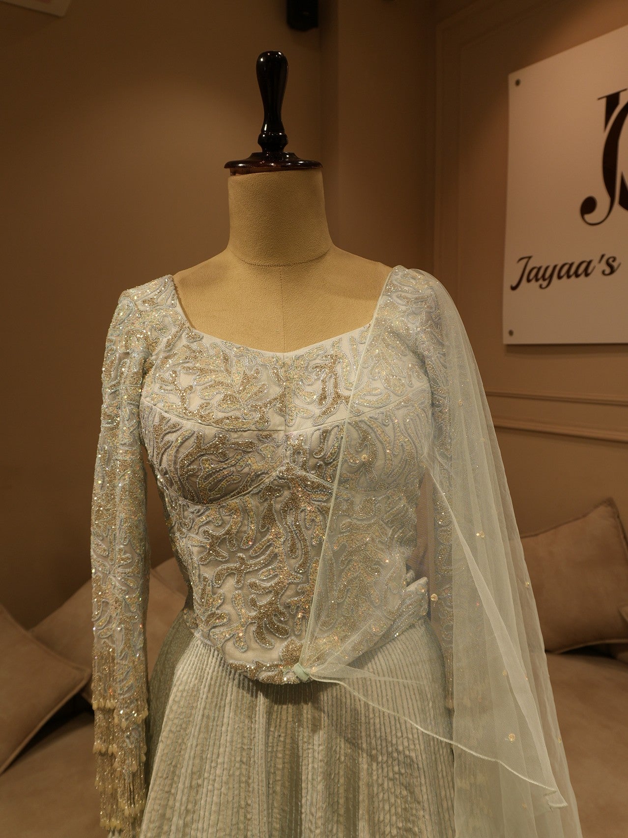Steel grey embroidered lehenga set