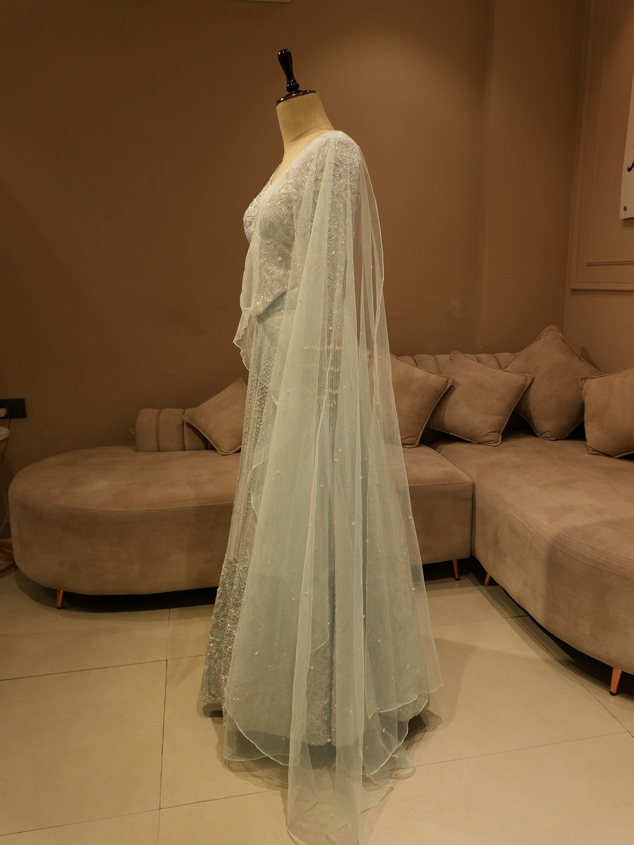 Steel grey embroidered lehenga set