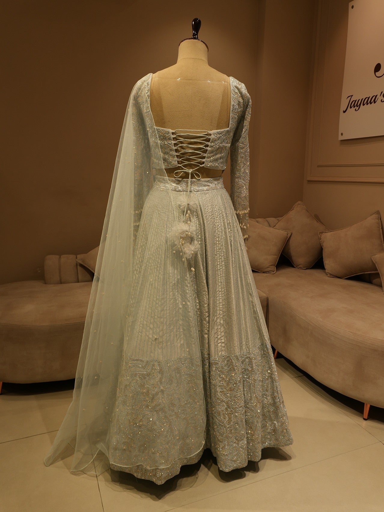 Steel grey embroidered lehenga set