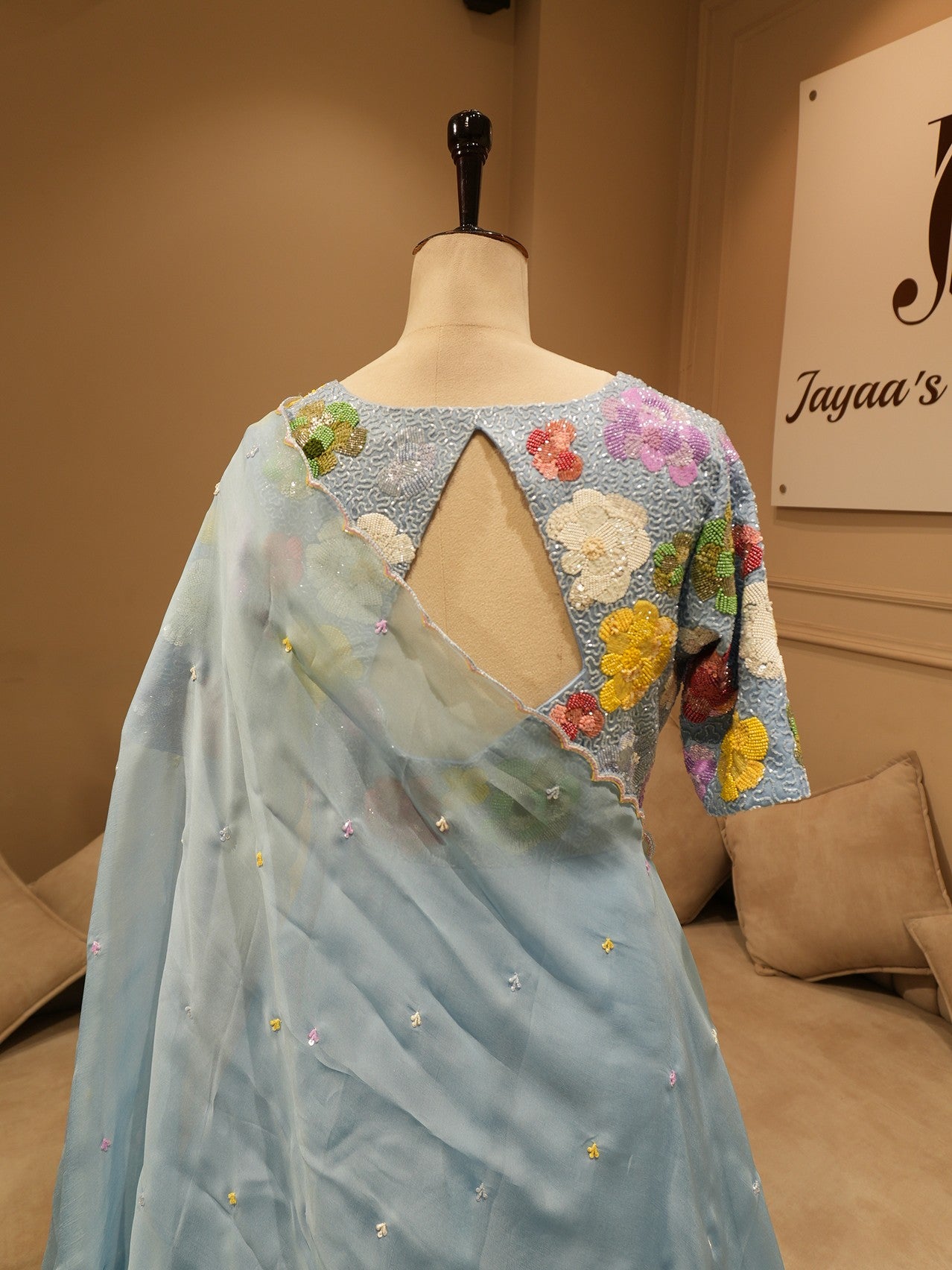Powder blue gown with dupatta