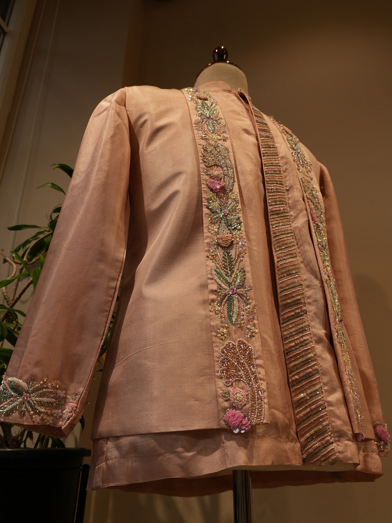 Dusty peach mens indo western