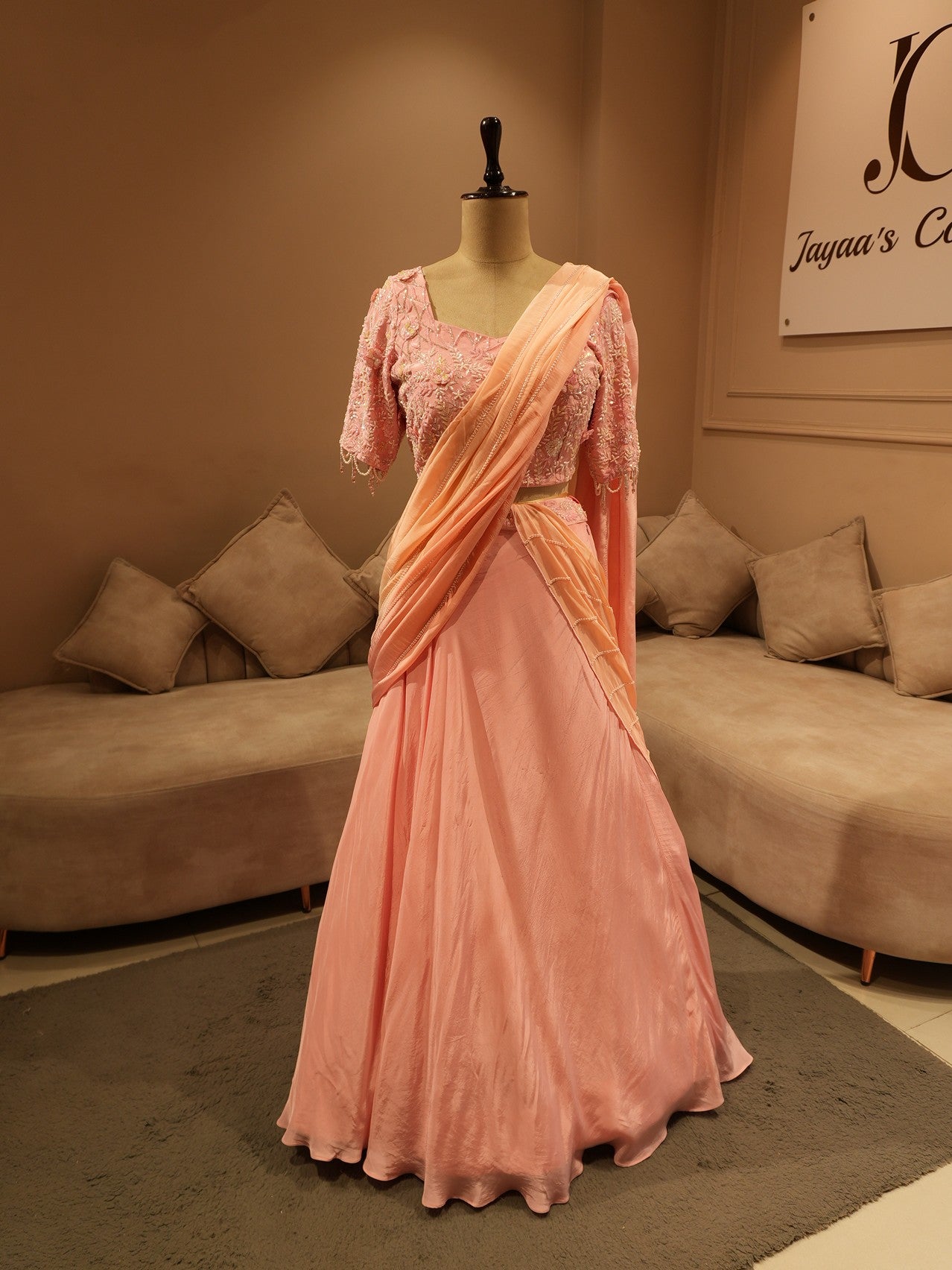 Peach pink shaded lehenga set