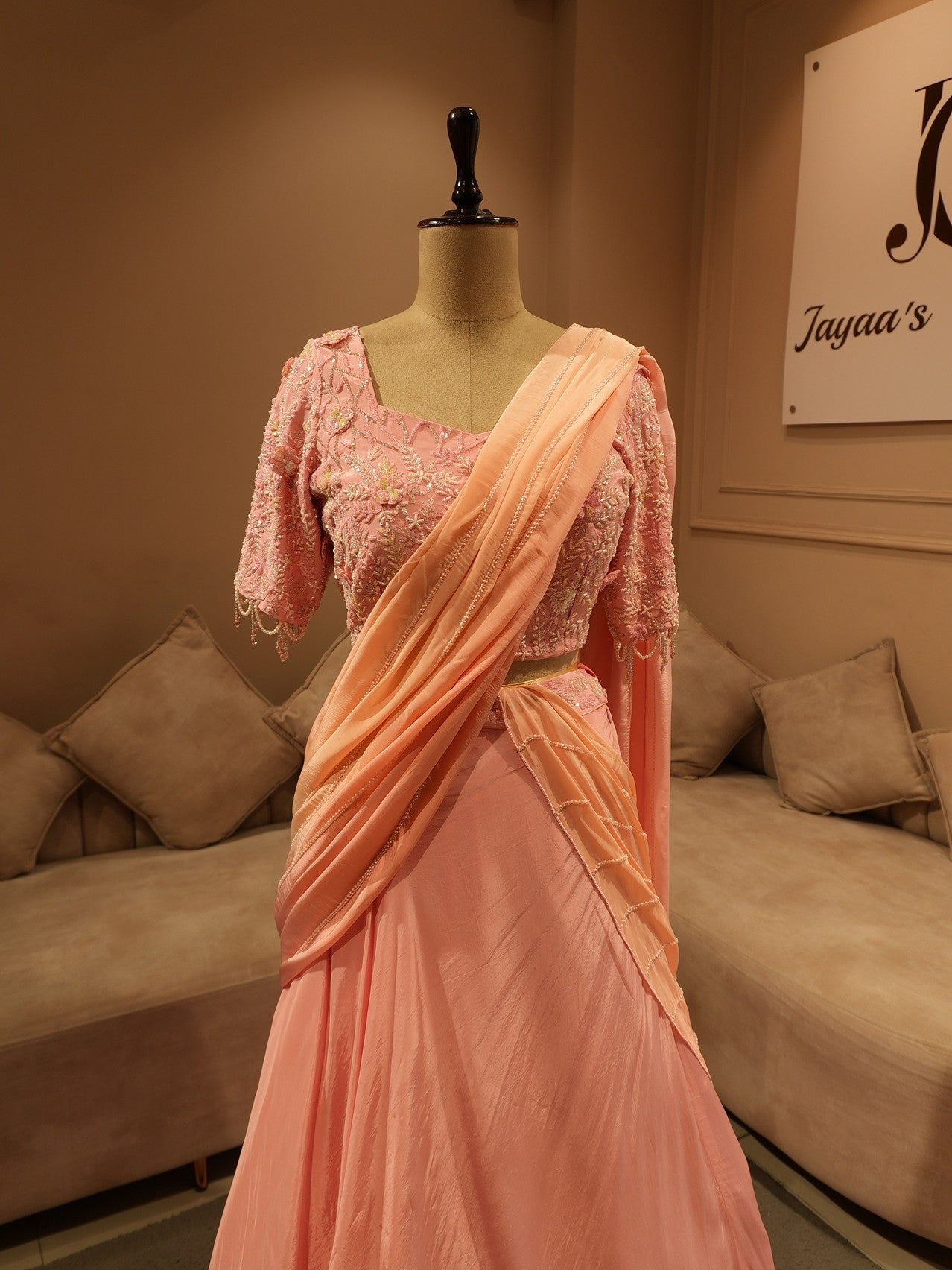 Peach pink shaded lehenga set