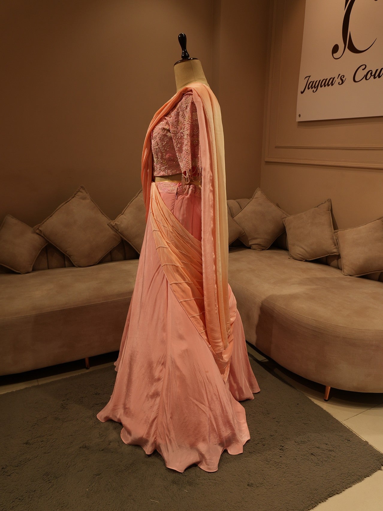 Peach pink shaded lehenga set