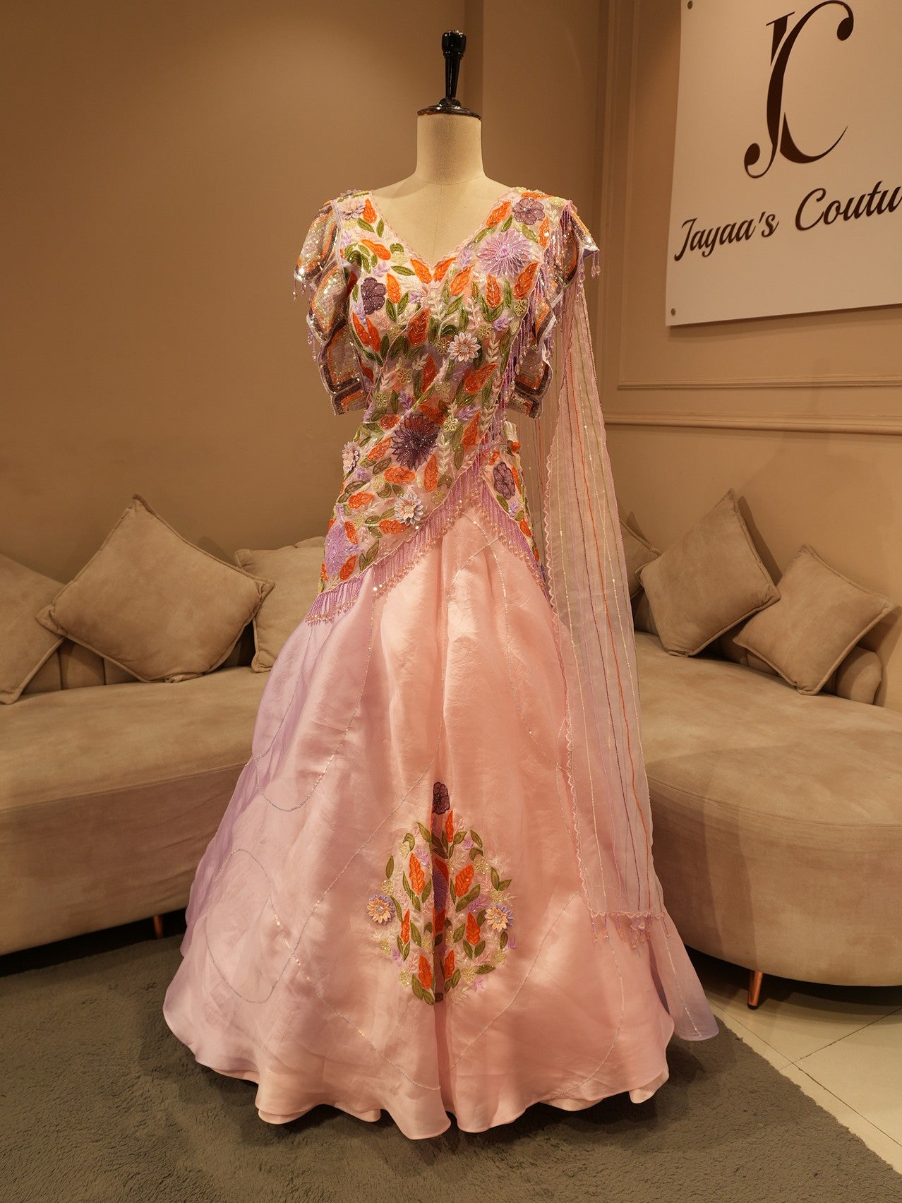 Blush pink embroidered lehenga set