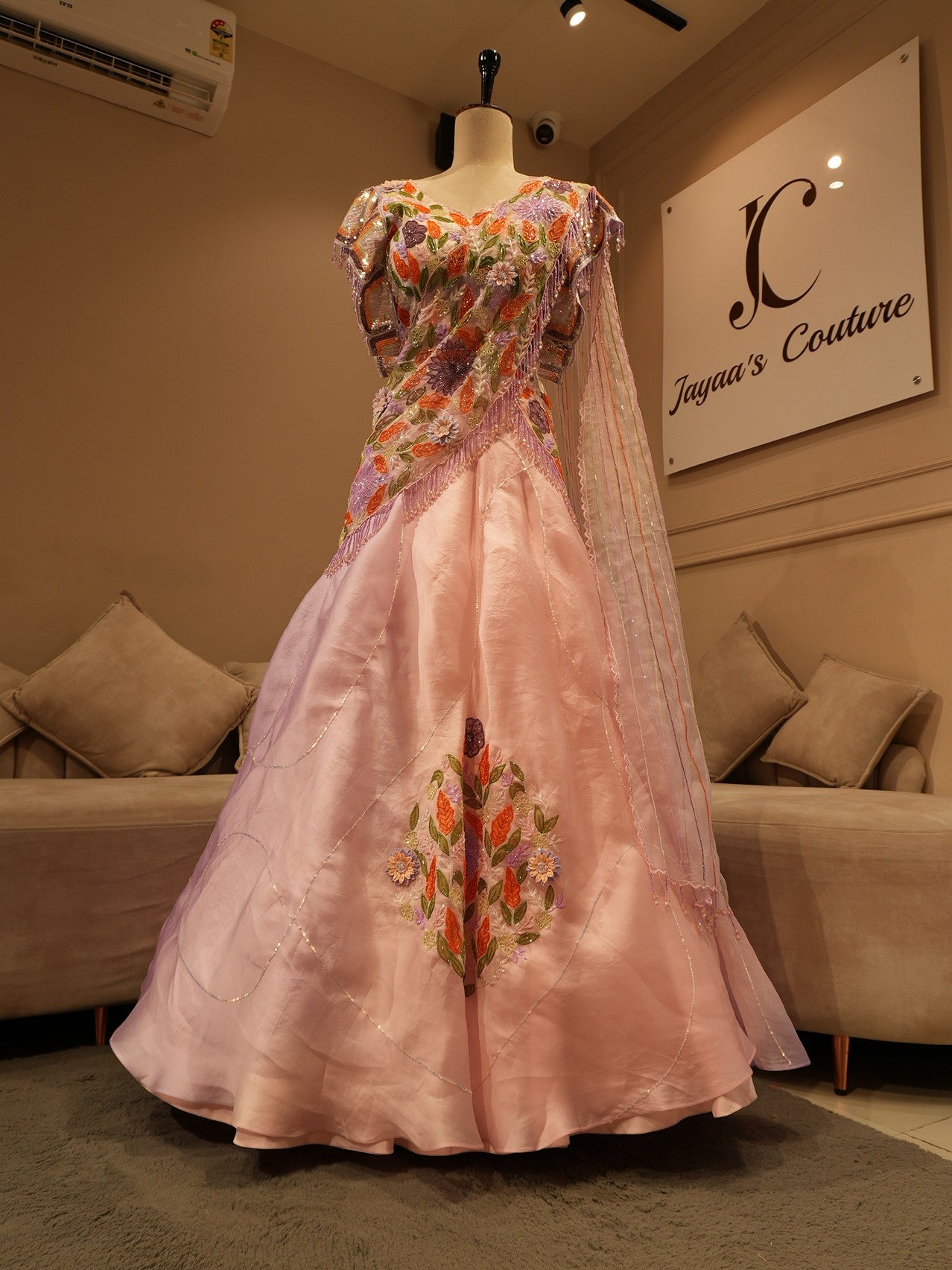 Blush pink embroidered lehenga set
