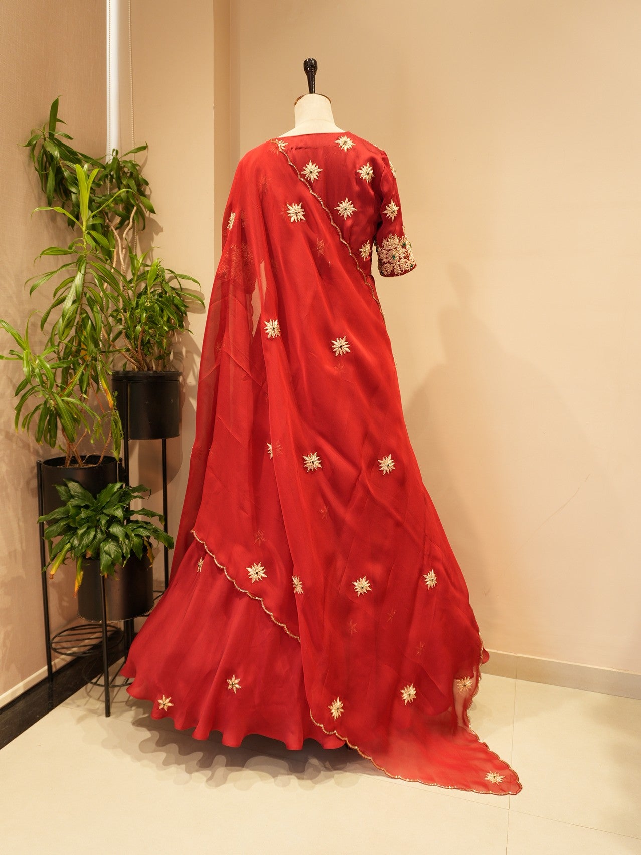 Deep red zardosi gown