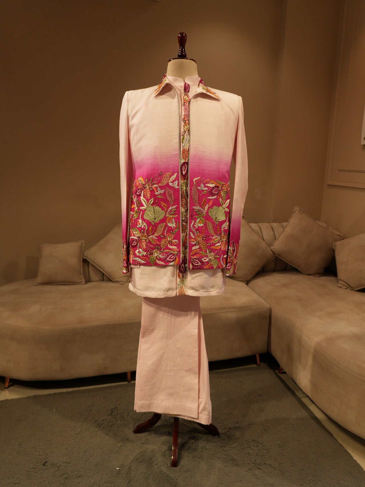 Pink shaded mens indo western