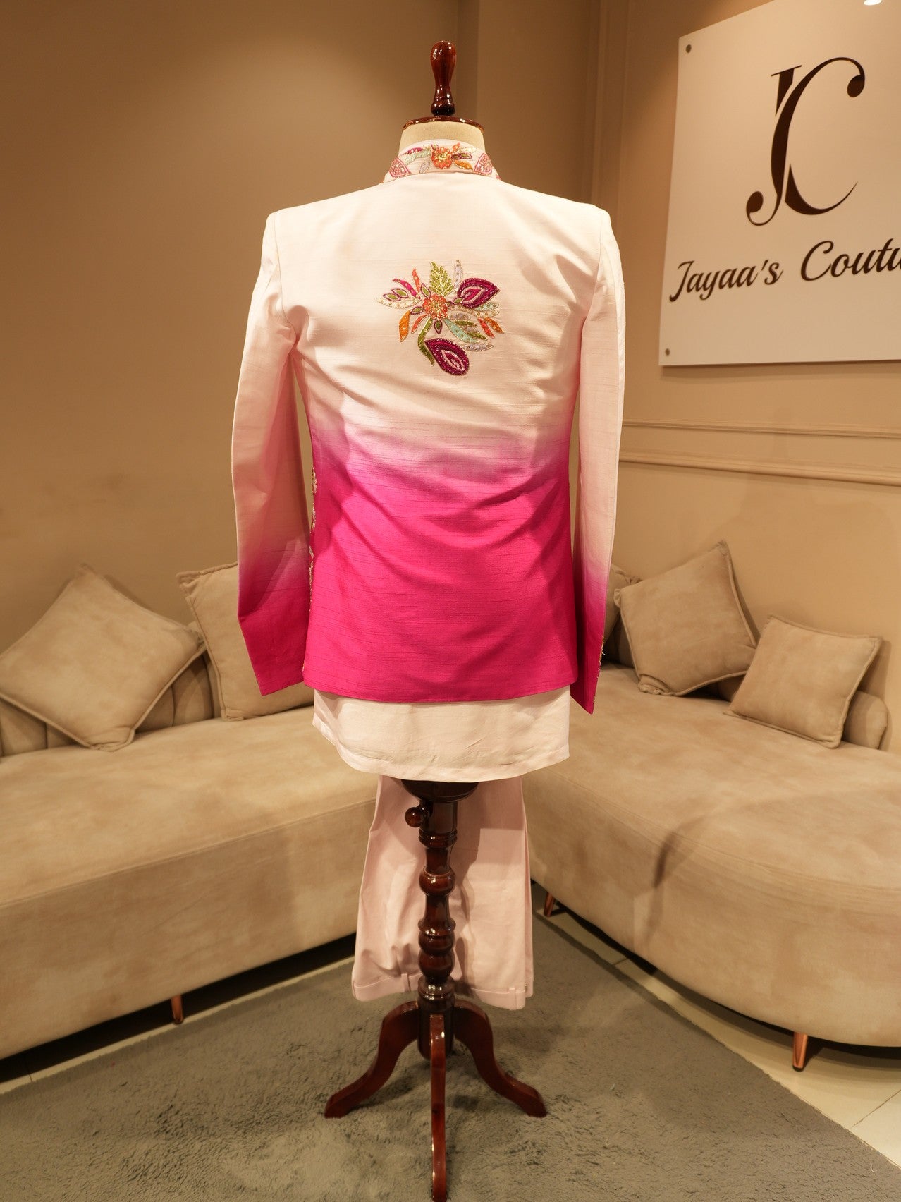 Pink shaded mens indo western