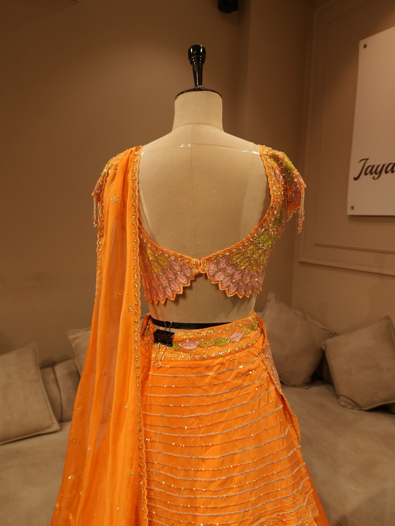 Rust orange embroidered lehenga set
