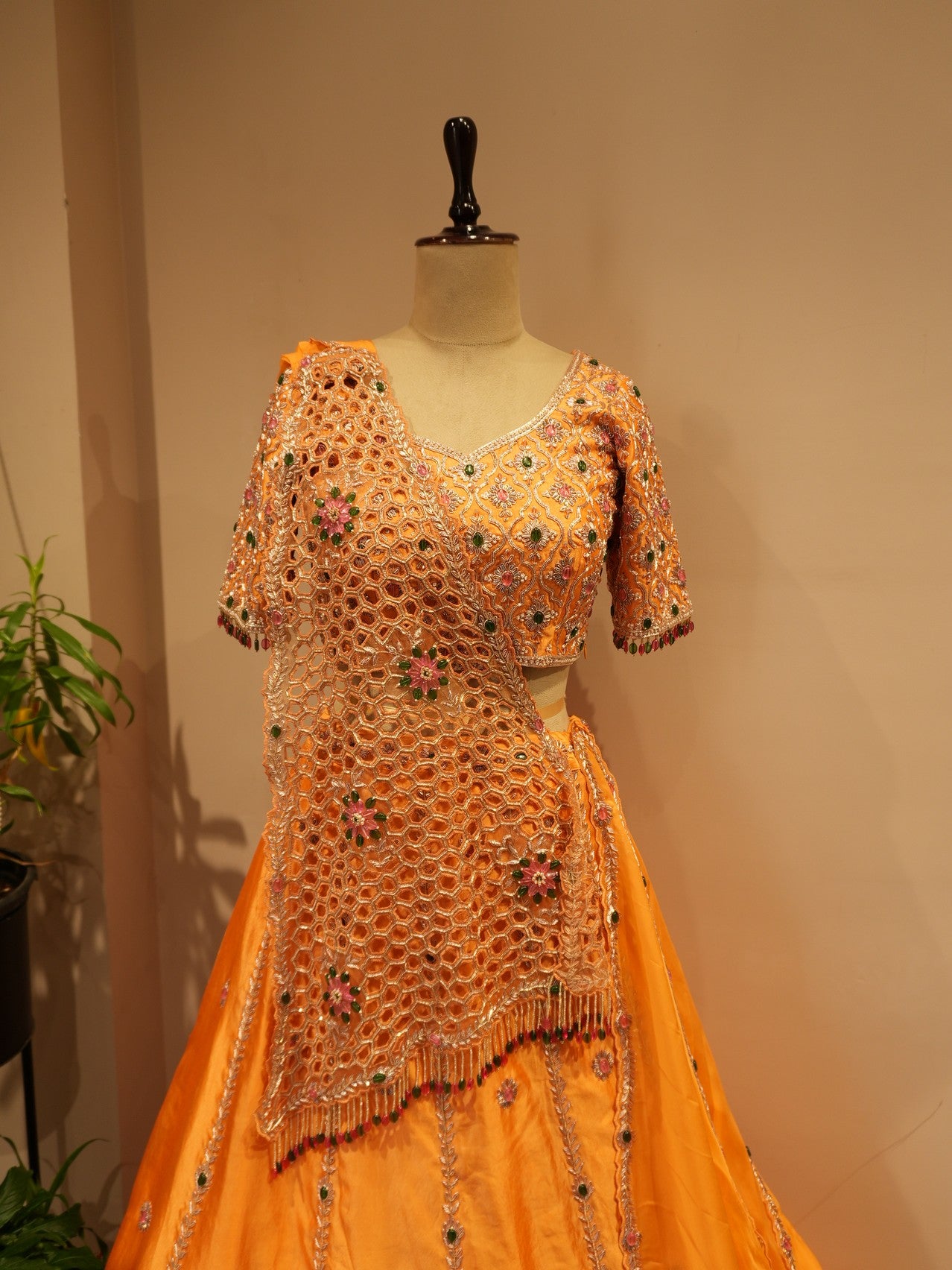Rust Orange embroidered lehenga