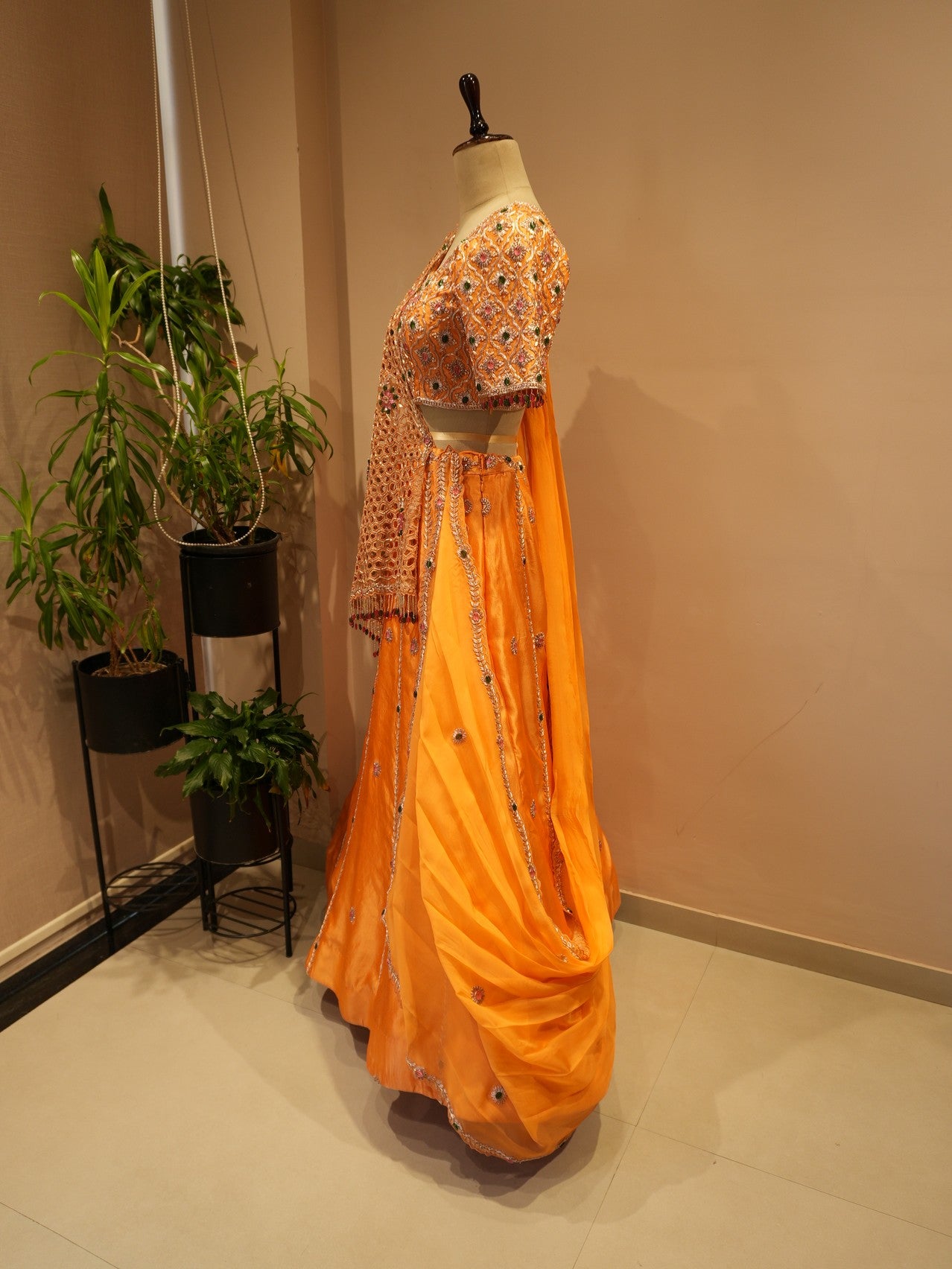 Rust Orange embroidered lehenga