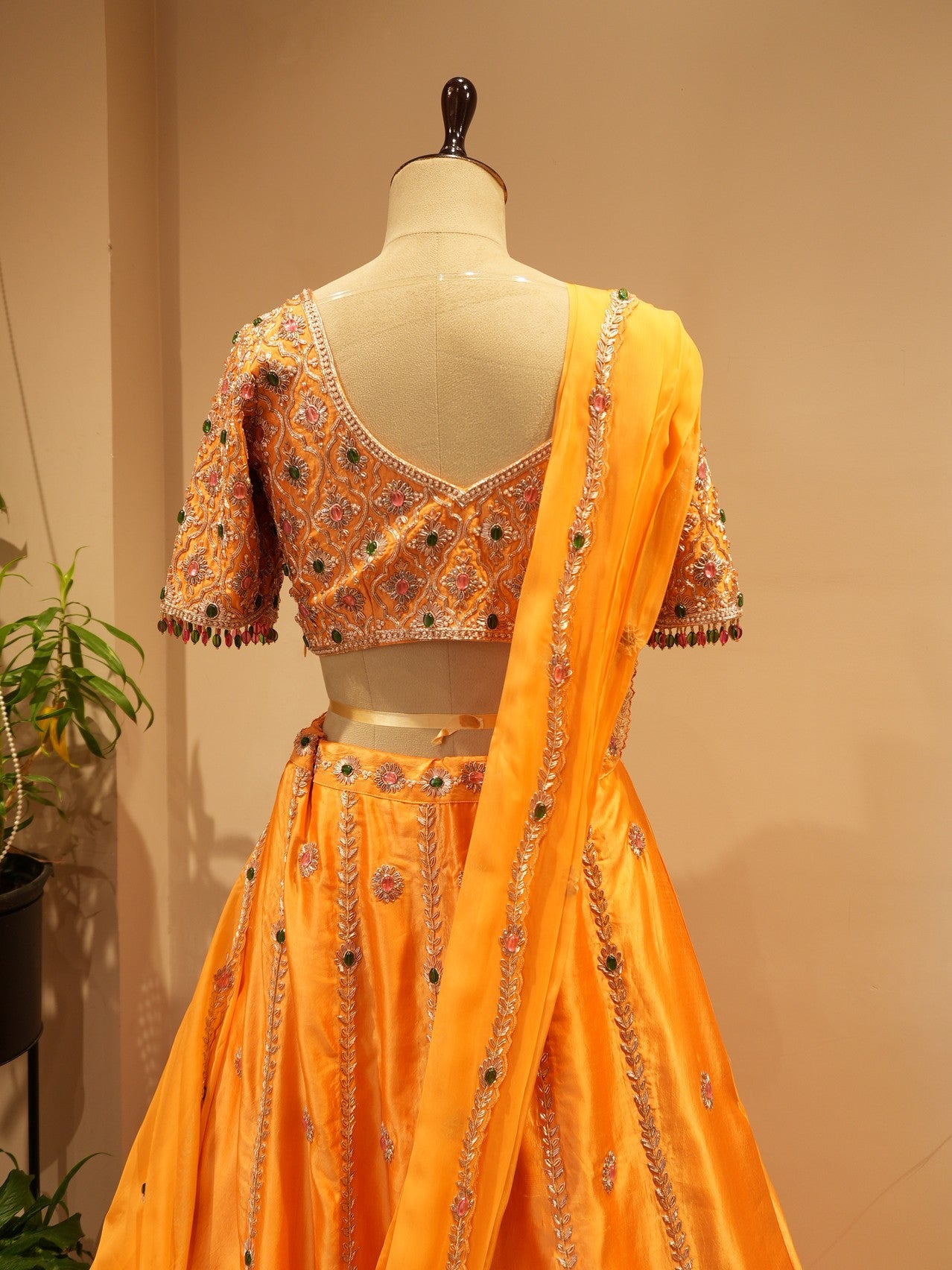 Rust Orange embroidered lehenga