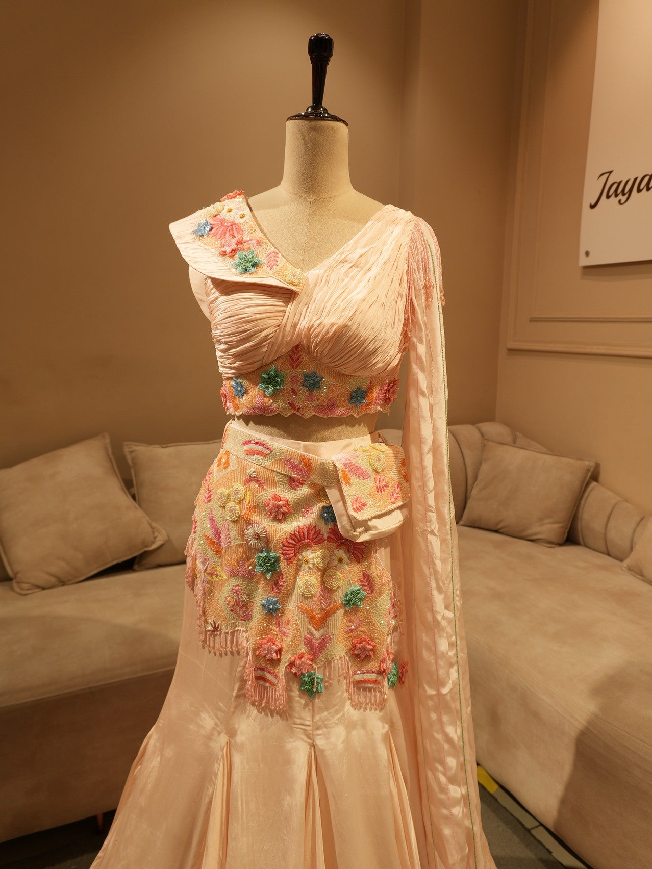 Rose pink embroidered lehenga set