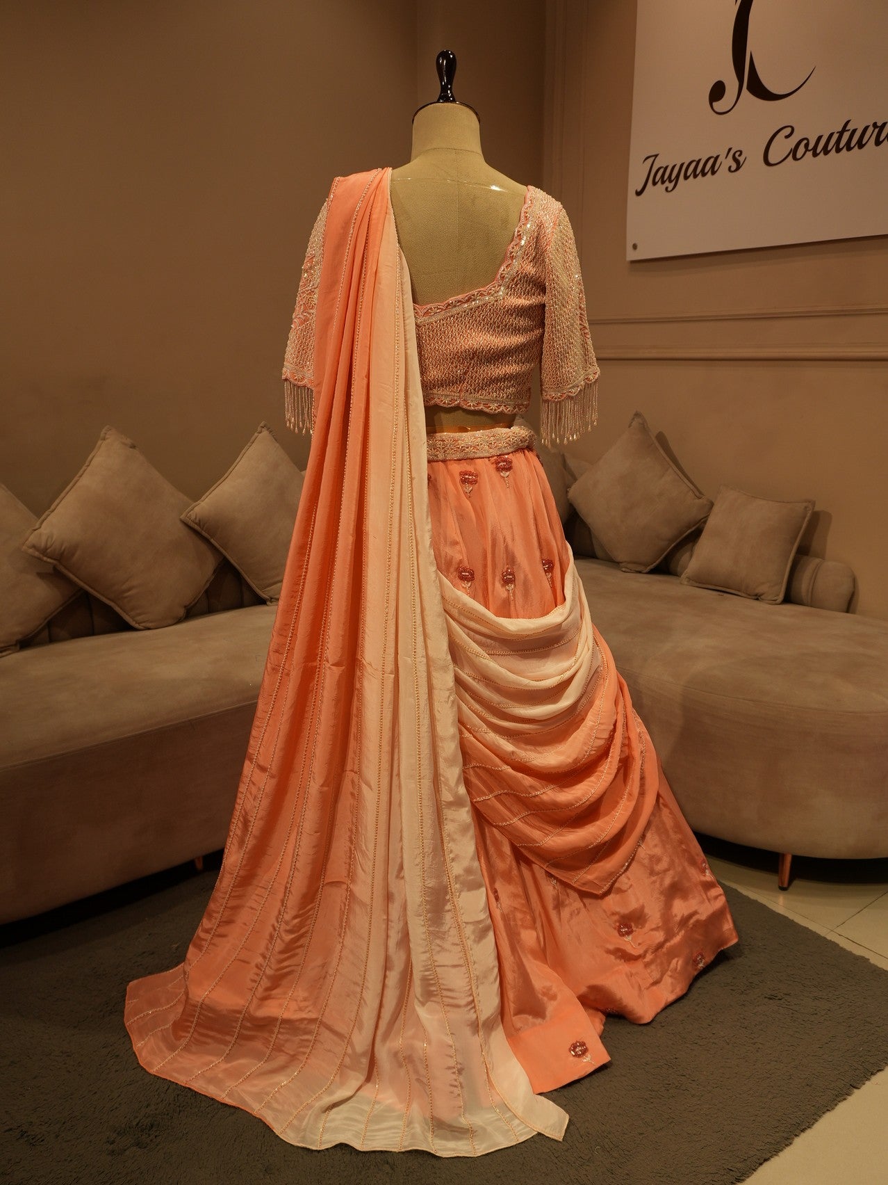 Peach rose gold lehenga set