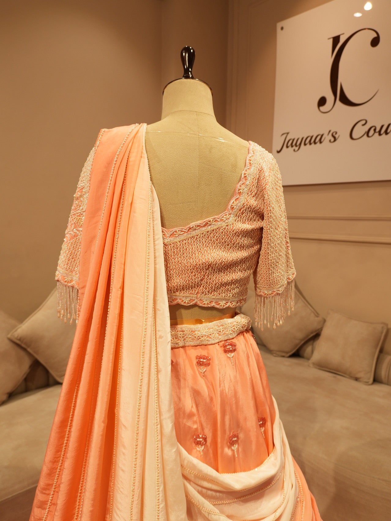 Peach rose gold lehenga set