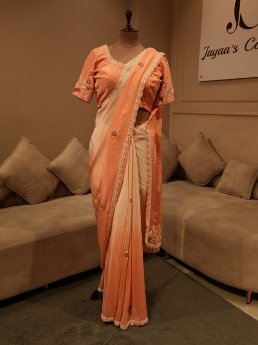 Peach rose gold saree