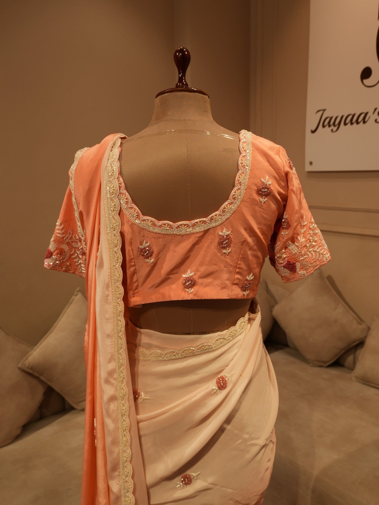 Peach rose gold saree