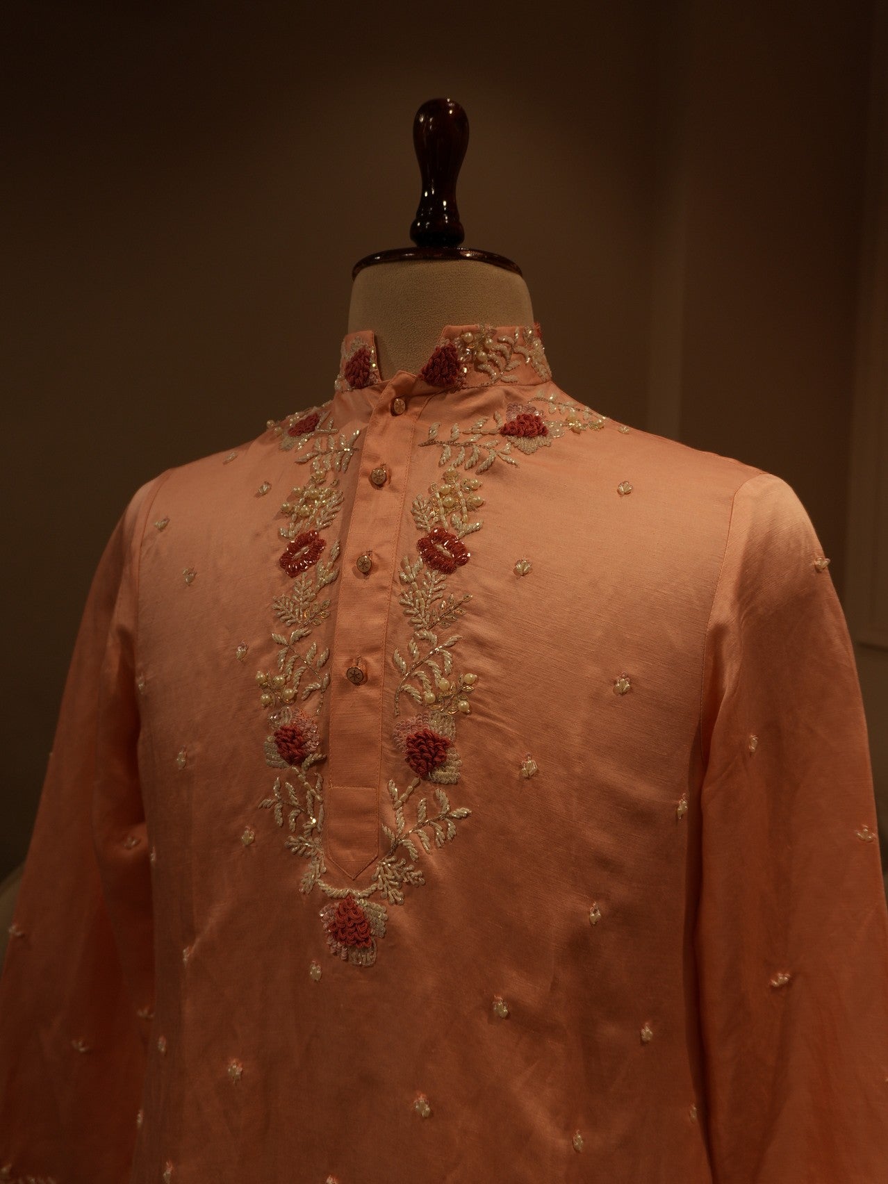 Peach rose gold mens kurta pants