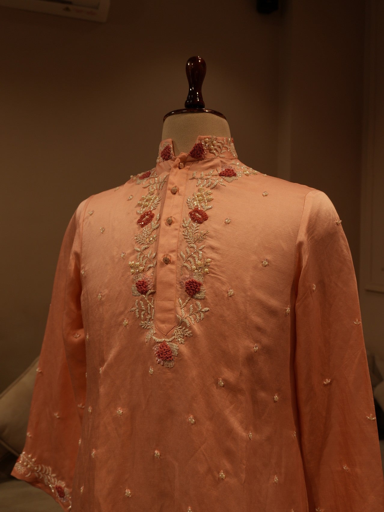Peach rose gold mens kurta pants