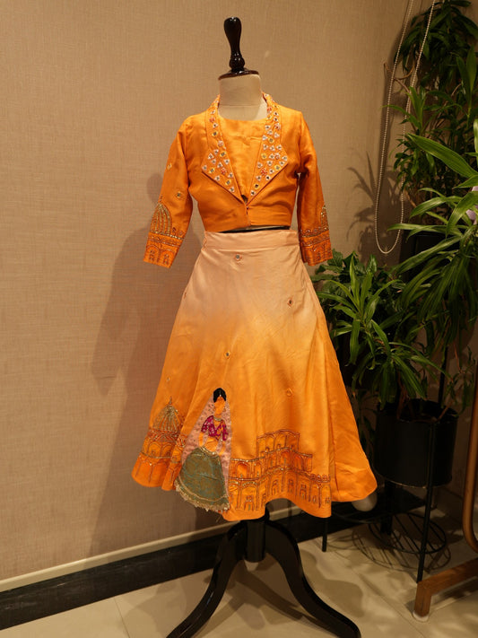Rust Orange handpainted kids dress