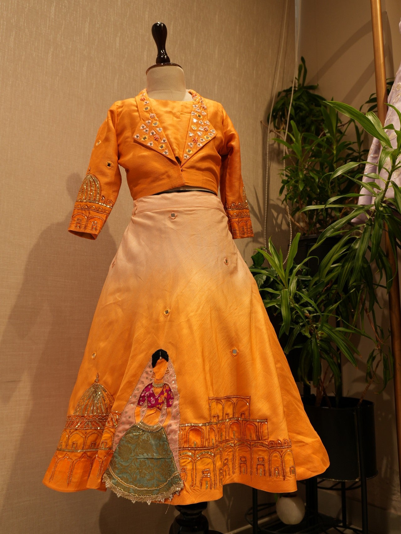 Rust Orange handpainted kids dress