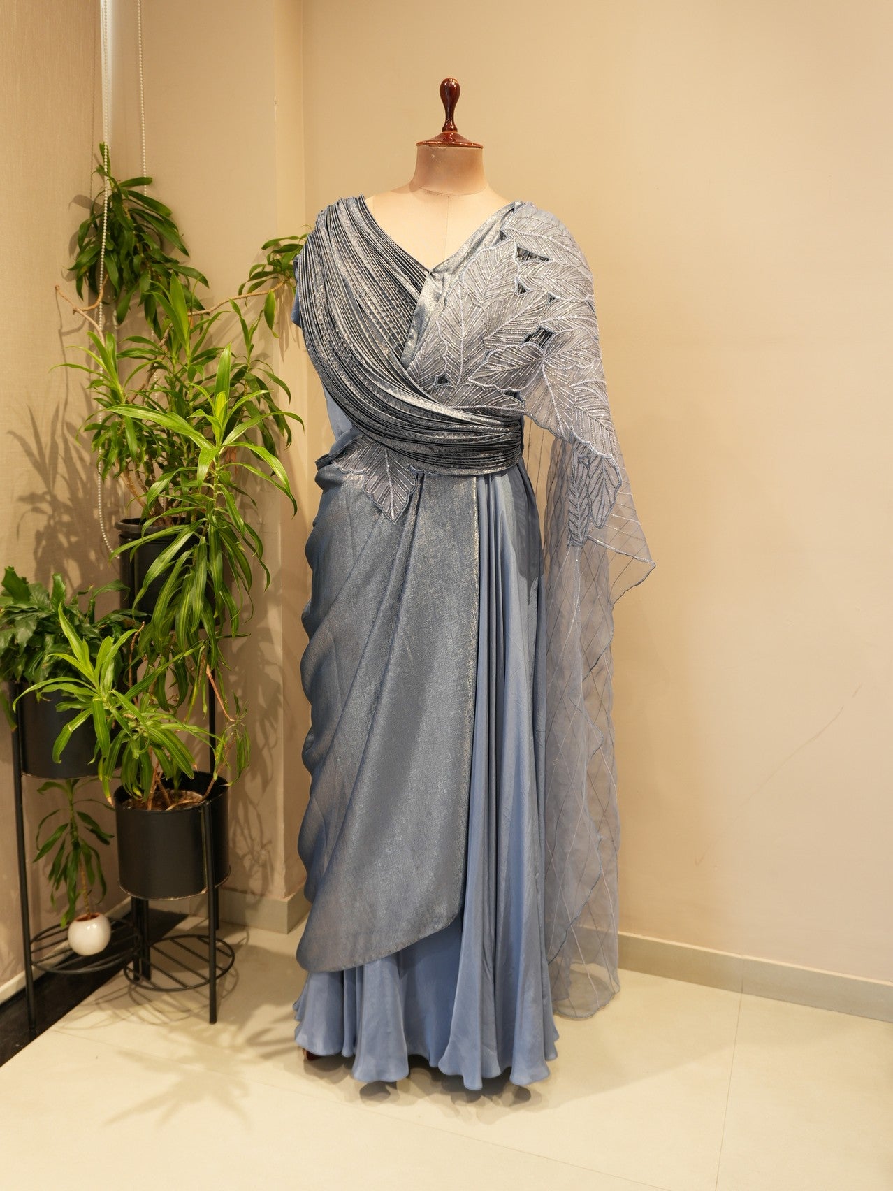Grey drape gown