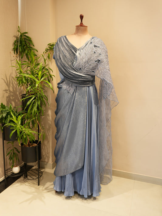 Grey drape gown