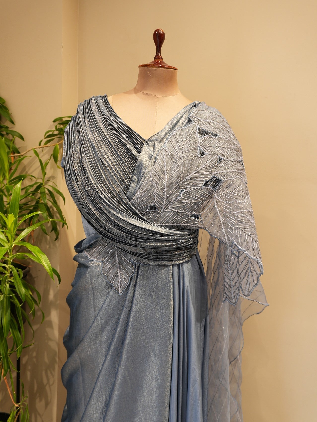 Grey drape gown