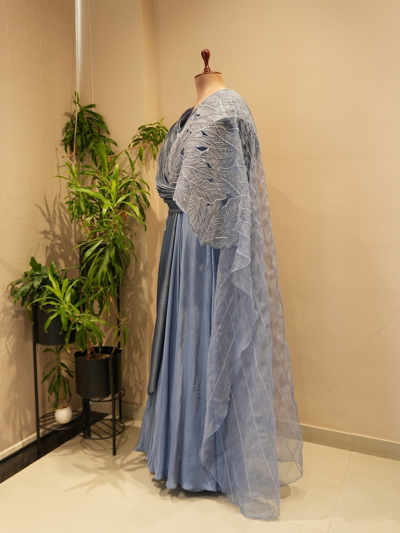 Grey drape gown