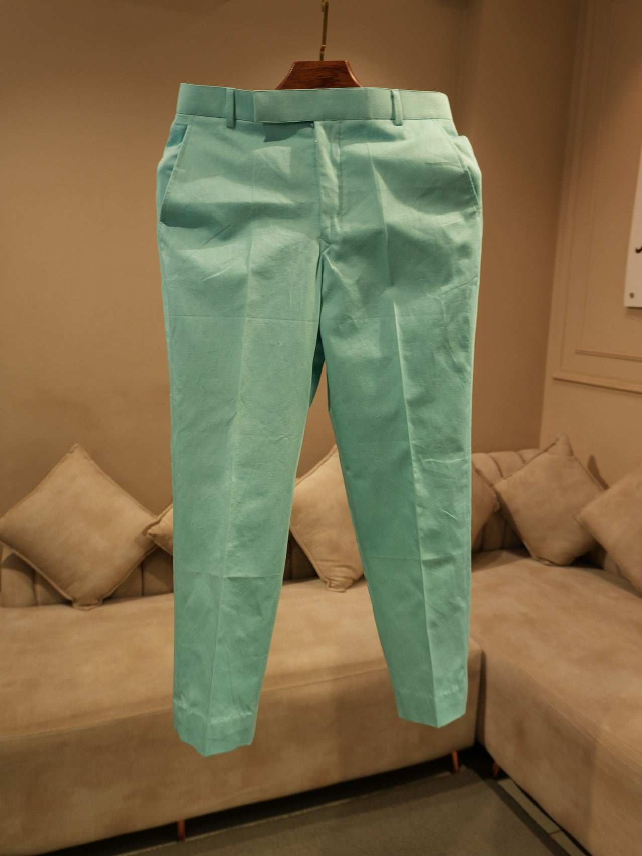 Pastel sea green mens indo western