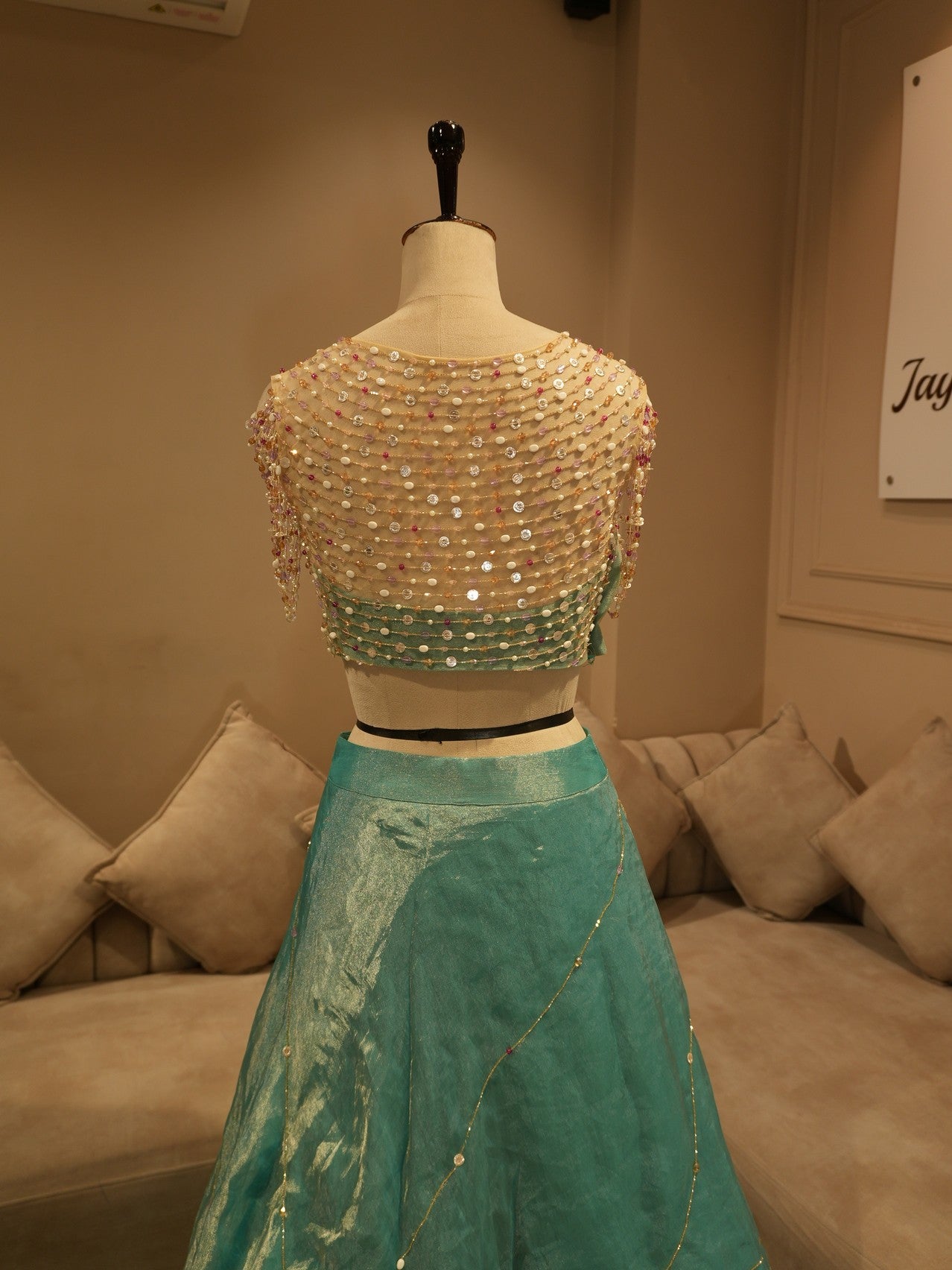 Pastel sea green crop top skirt