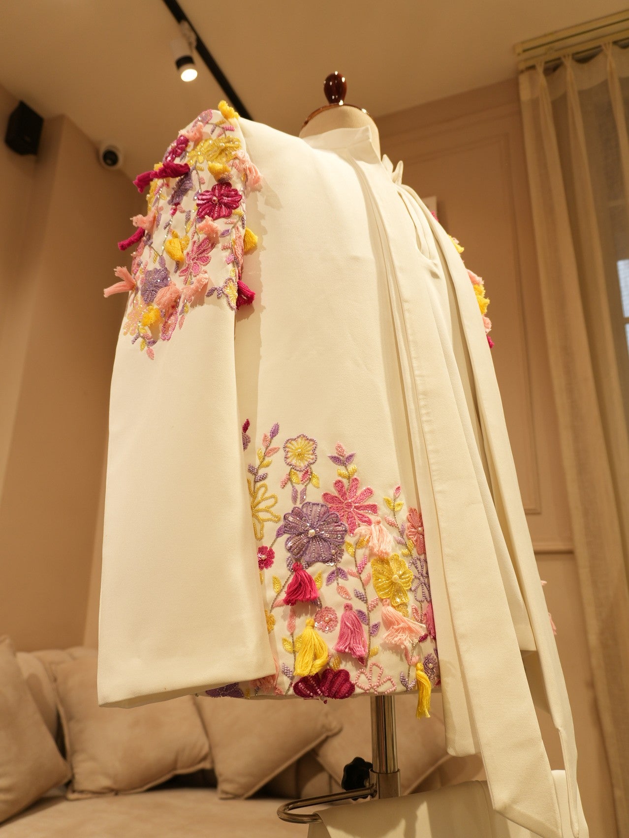 White embroidered mens indo western