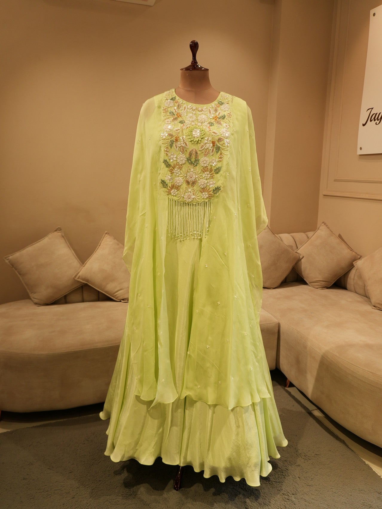Mint green cape with gown