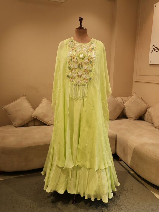 Mint green cape with gown