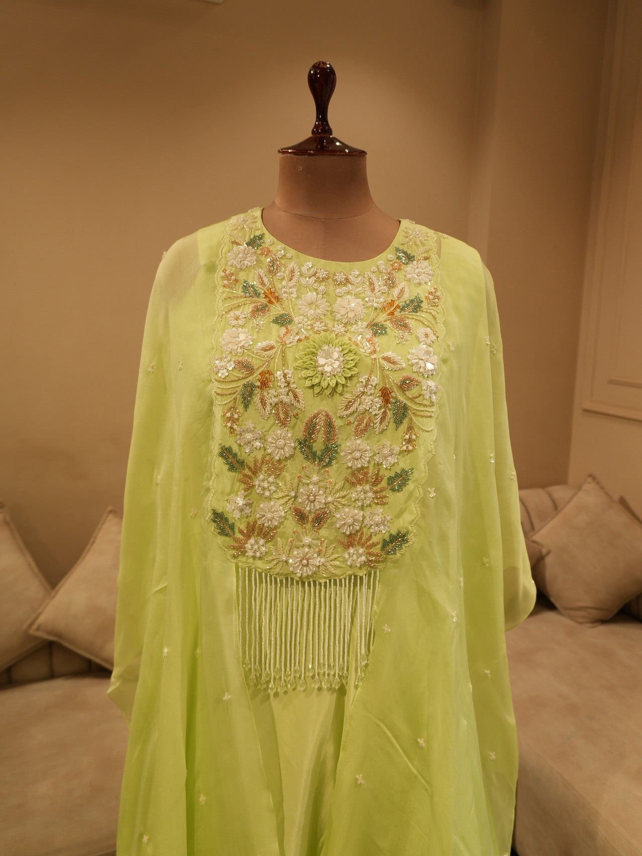 Mint green cape with gown