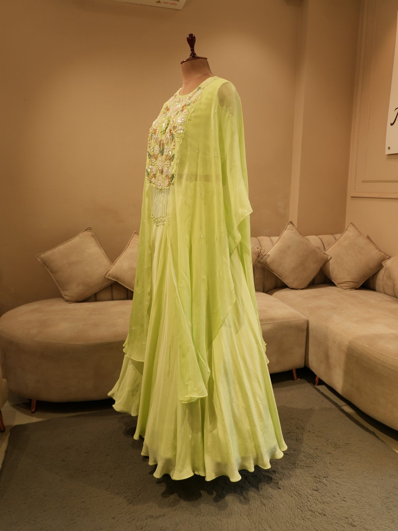 Mint green cape with gown
