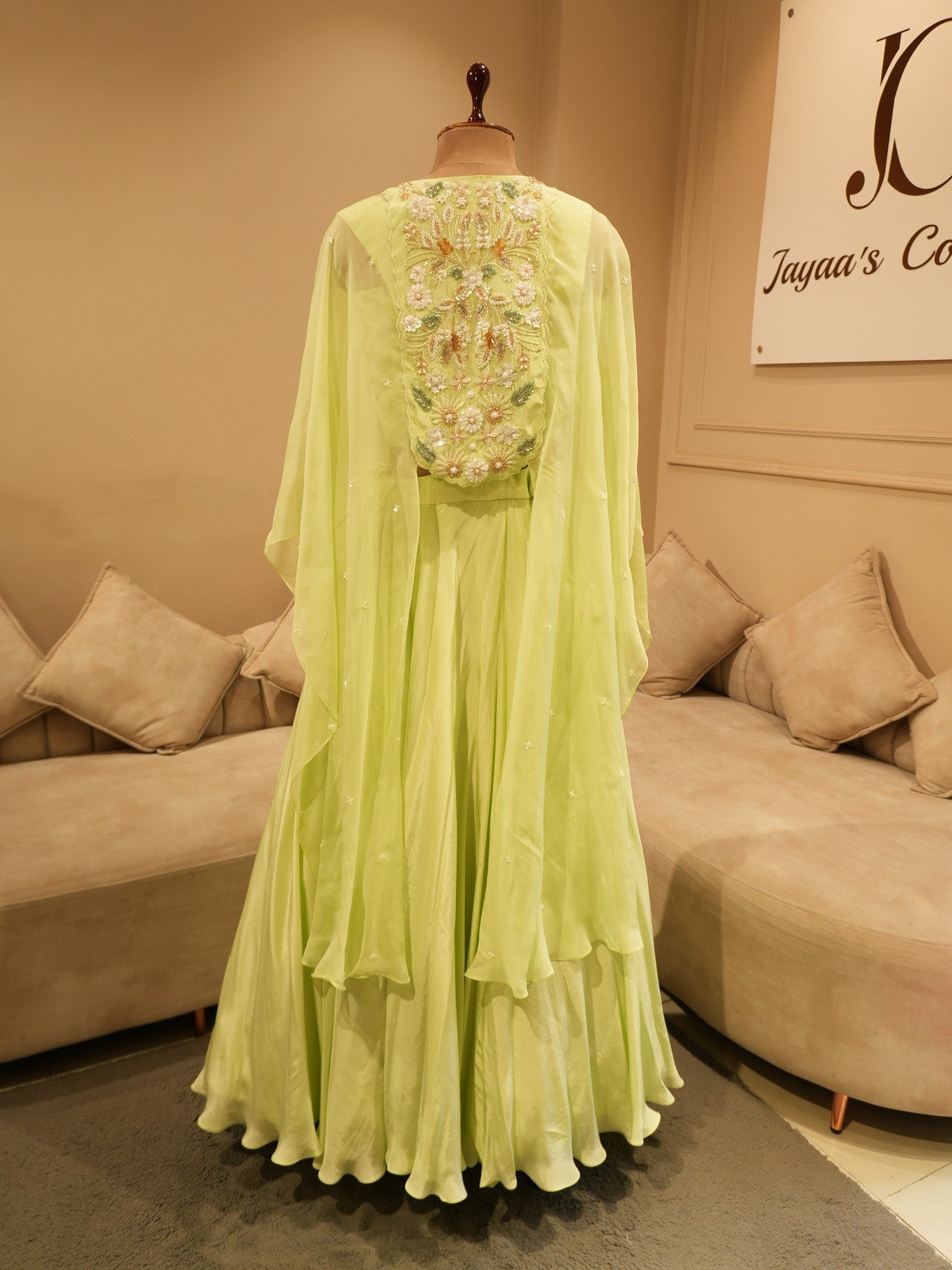 Mint green cape with gown