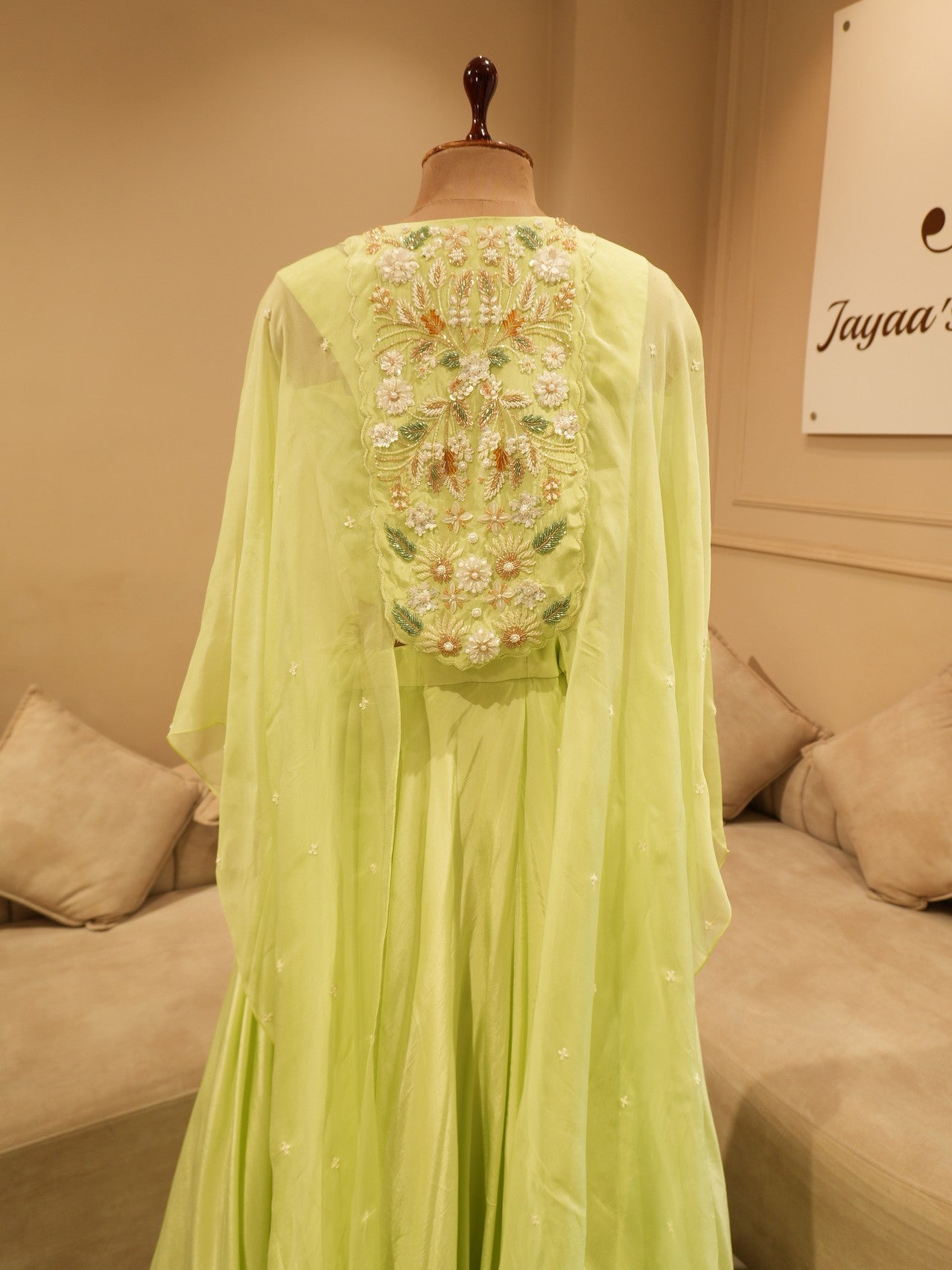 Mint green cape with gown