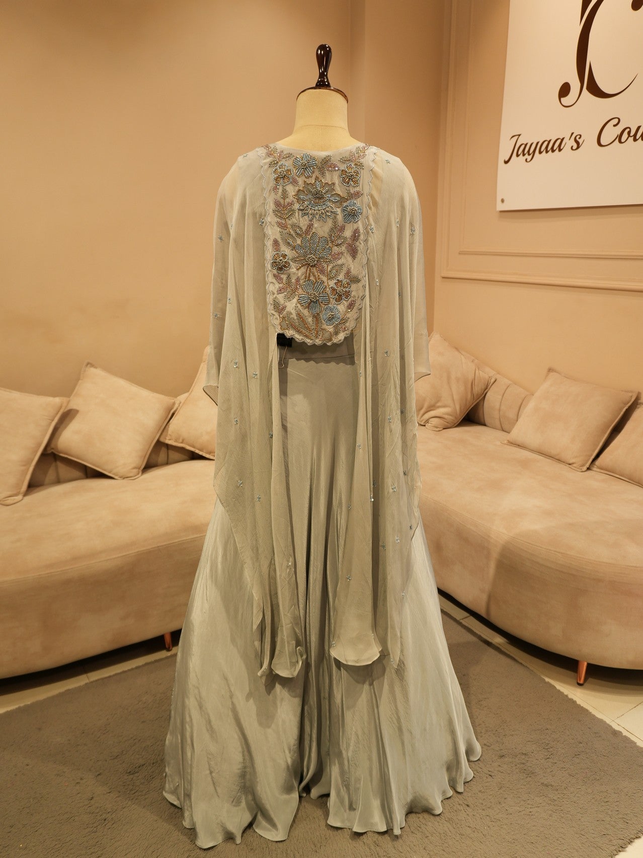 Grey cape top with skirt