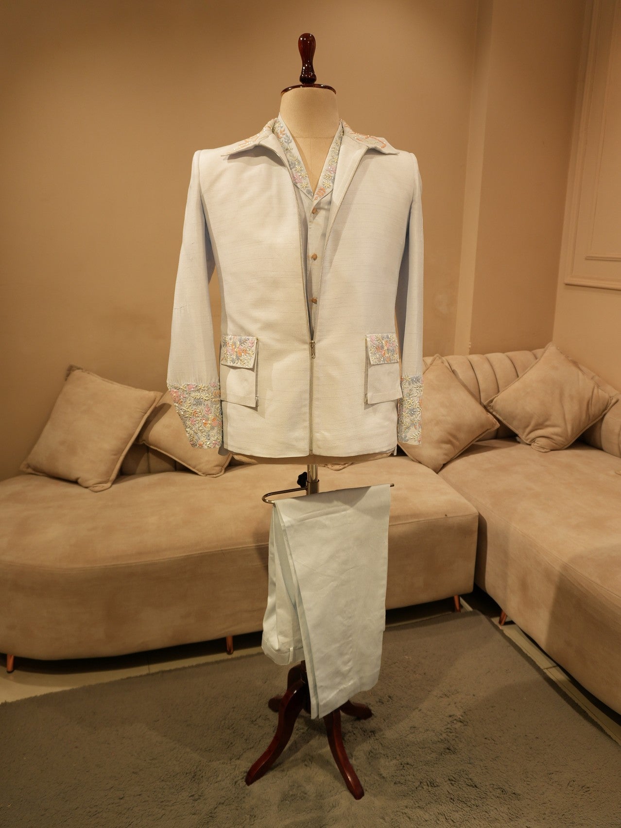 Grey mens indo western
