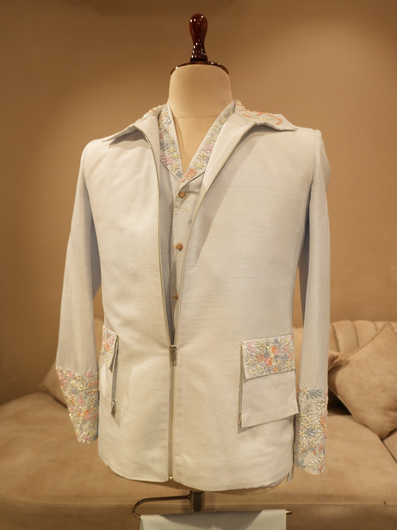 Grey mens indo western
