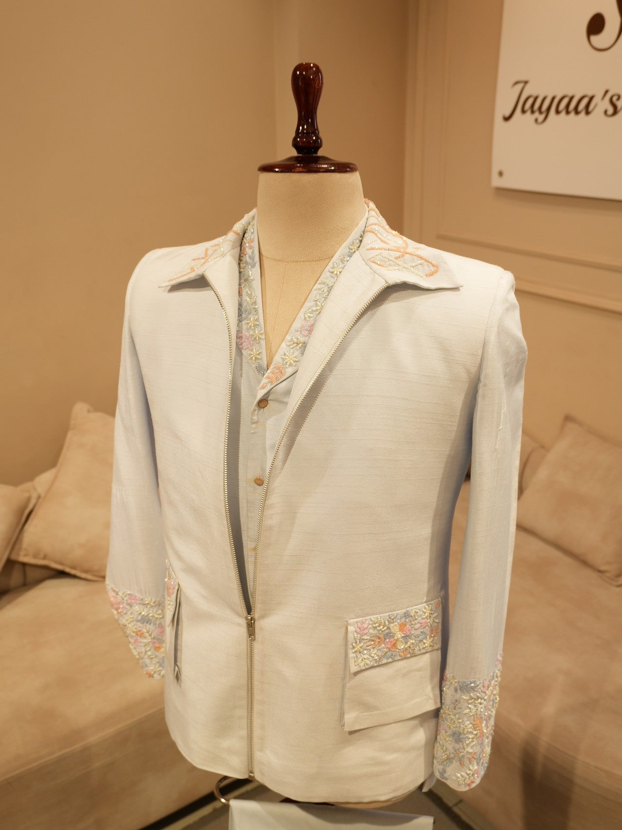 Grey mens indo western