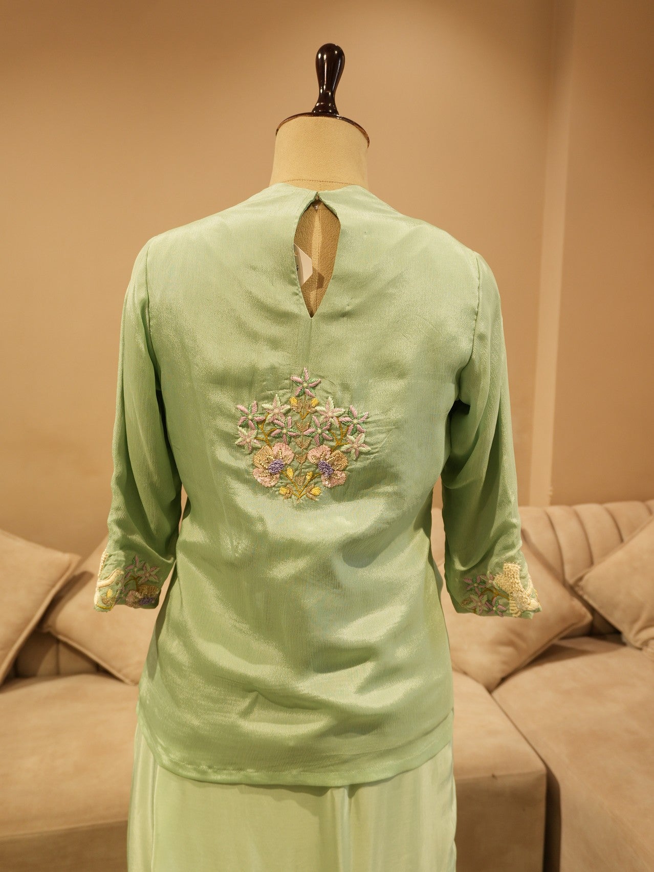 Mint green kurti with drape skirt